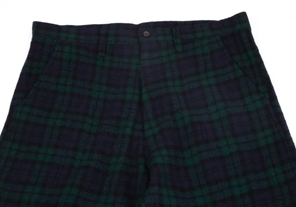 トリココムデギャルソンtricot COMME des GARCONS ウールタータンチェックワイドパンツ 青緑黒M位 K-97410_002