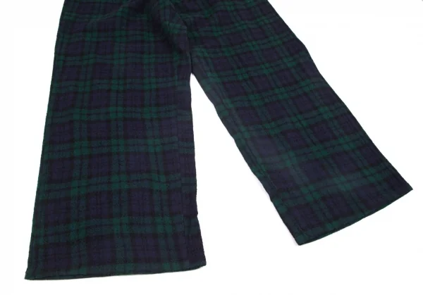 トリココムデギャルソンtricot COMME des GARCONS ウールタータンチェックワイドパンツ 青緑黒M位 K-97410_006