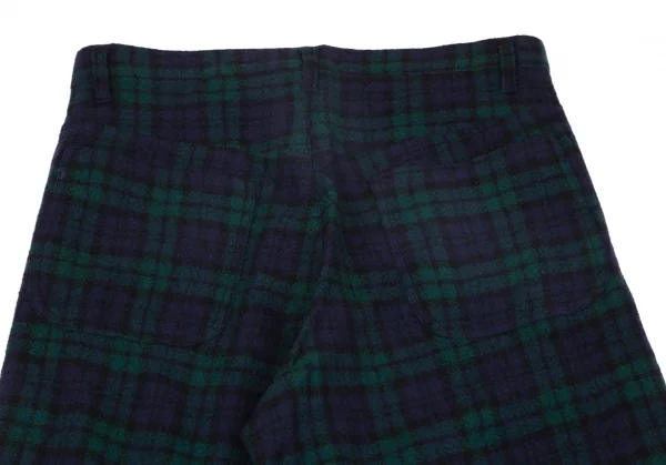 トリココムデギャルソンtricot COMME des GARCONS ウールタータンチェックワイドパンツ 青緑黒M位 K-97410_009