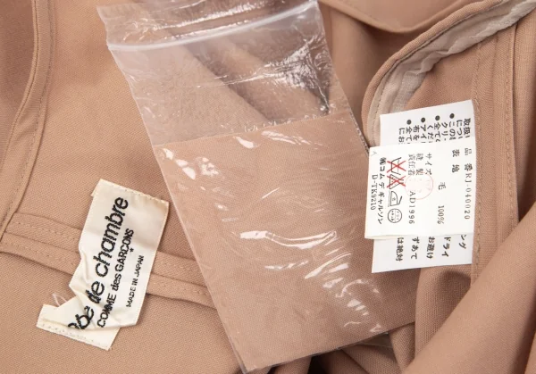 ローブドシャンブル コムデギャルソンrobe de chambre COMME des GARCONS ウールジップアップジャケット ピンクベージュM位 K-97422_014