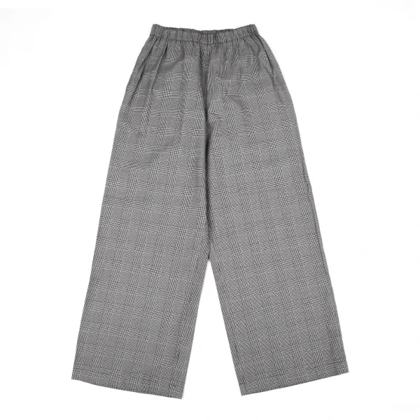 ローブドシャンブル コムデギャルソンrobe de chambre COMME des GARCONS ポリコットングレンチェックイージーワイドパンツ 白黒M位 K-97429_001