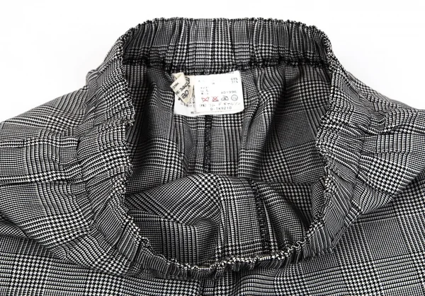 ローブドシャンブル コムデギャルソンrobe de chambre COMME des GARCONS ポリコットングレンチェックイージーワイドパンツ 白黒M位 K-97429_003