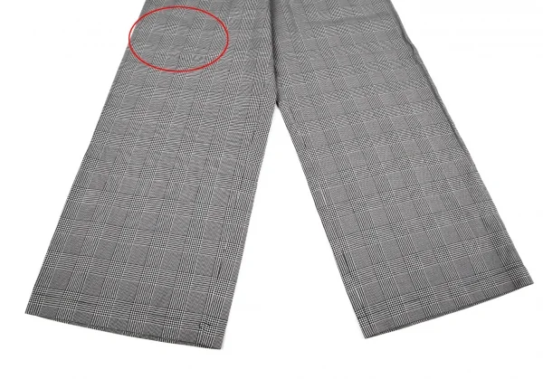 ローブドシャンブル コムデギャルソンrobe de chambre COMME des GARCONS ポリコットングレンチェックイージーワイドパンツ 白黒M位 K-97429_005