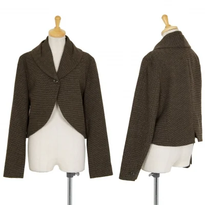 ジジリgigli ショールカラーツイードショートジャケット 焦げ茶