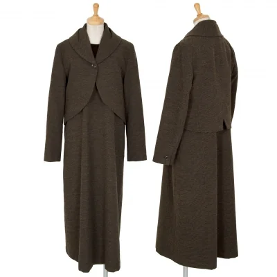 ジジリgigli ベロア切替ツイードアンサンブル 焦げ茶