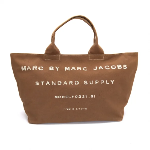 マークバイマークジェイコブスMARC by MARC JACOBS ロゴペイントキャンバスラージトートバッグ 茶 K-97492_001