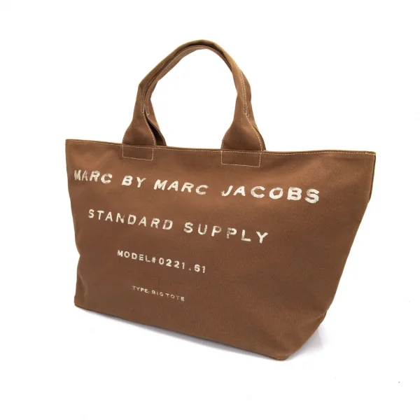 マークバイマークジェイコブスMARC by MARC JACOBS ロゴペイントキャンバスラージトートバッグ 茶 K-97492_002