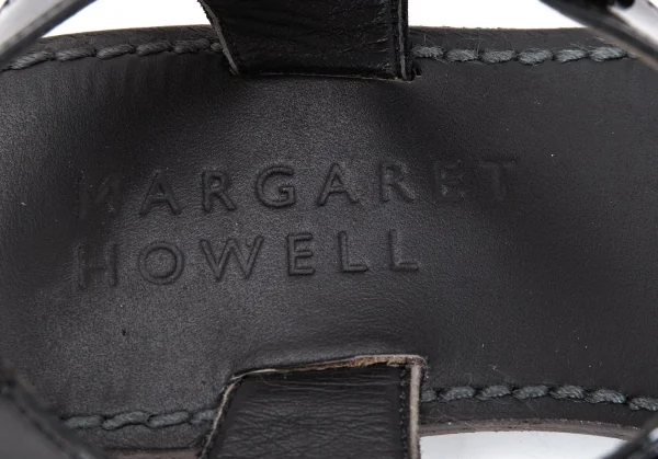 マーガレットハウエルMARGARET HOWELL エナメルベルトサンダル 黒24 K-97494_011