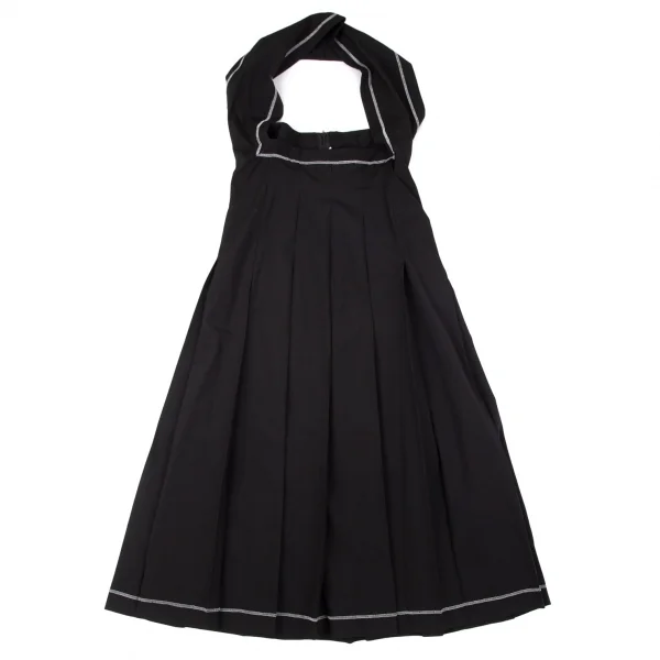 ローブドシャンブル コムデギャルソンrobe de chambre COMME des GARCONSウールホルターネックプリーツスカート 黒M K-97505_002