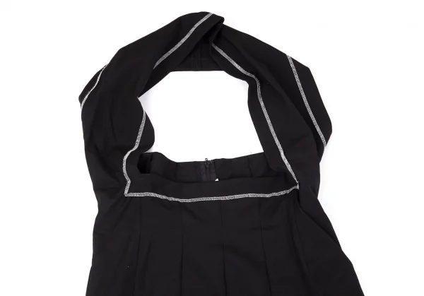 ローブドシャンブル コムデギャルソンrobe de chambre COMME des GARCONSウールホルターネックプリーツスカート 黒M K-97505_003