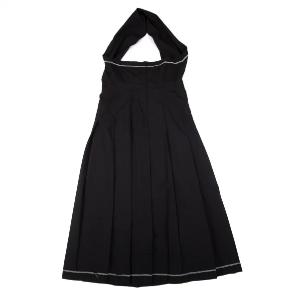 ローブドシャンブル コムデギャルソンrobe de chambre COMME des GARCONSウールホルターネックプリーツスカート 黒M K-97505_007