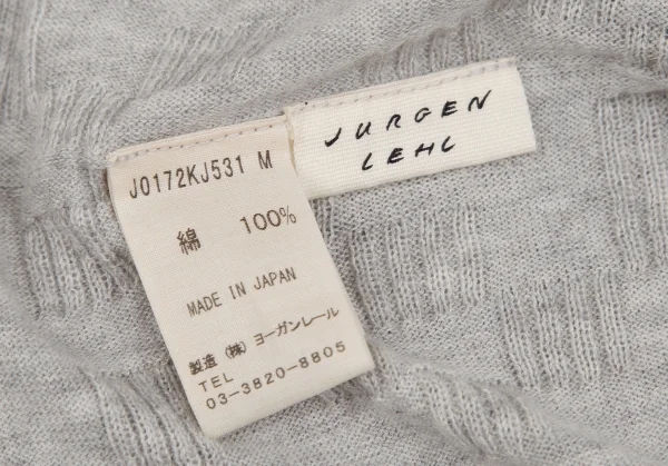 ヨーガンレールJURGEN LEHL フロントドレープデザインショートボタンレスカーディガン グレーM K-97526_011