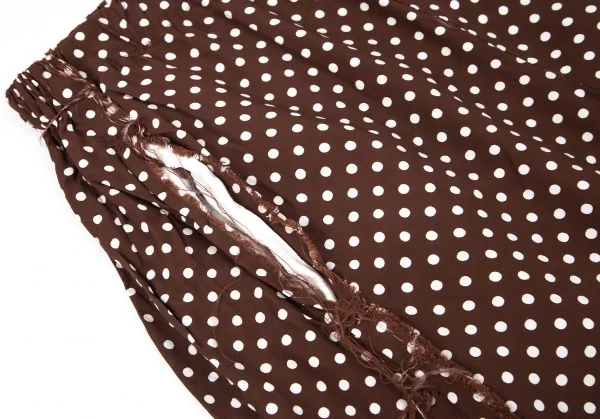 トリココムデギャルソンtricot COMME des GARCONS レーヨンドットプリント断ち切りポケットイージーパンツ 茶M位 K-97533_003