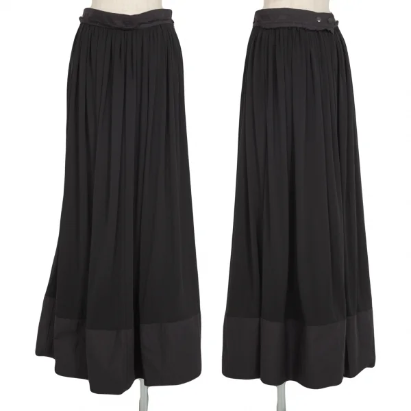 タケシコウサカバイ ワイズ ピンクレーベルTAKESHI KOSAKA by Y's Pink Label ネップ切替ギャザーロングスカート 黒M位 K-97616_001