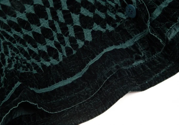 イッセイミヤケミーISSEY MIYAKE me コットンカリフラワーブロックチェックハイネックジャケット 黒F K-97621_011