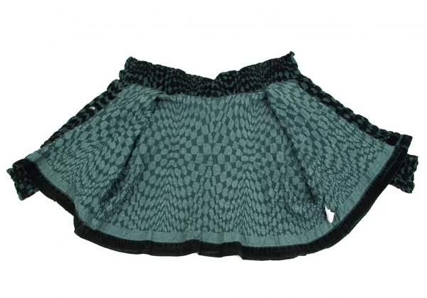 イッセイミヤケミーISSEY MIYAKE me コットンカリフラワーブロックチェックハイネックジャケット 黒F K-97621_012