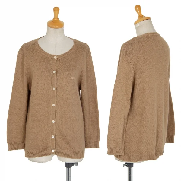 マドモアゼルノンノンMademoiselle NON NONコットンリネンワンポイントロゴ刺繍カーディガン モカM K-97638_001