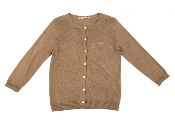 マドモアゼルノンノンMademoiselle NON NONコットンリネンワンポイントロゴ刺繍カーディガン モカM K-97638_002