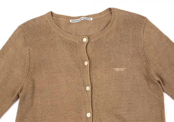 マドモアゼルノンノンMademoiselle NON NONコットンリネンワンポイントロゴ刺繍カーディガン モカM K-97638_003