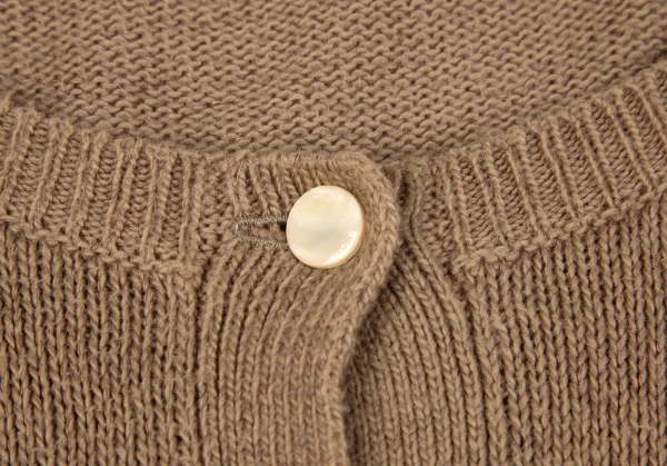 マドモアゼルノンノンMademoiselle NON NONコットンリネンワンポイントロゴ刺繍カーディガン モカM K-97638_004