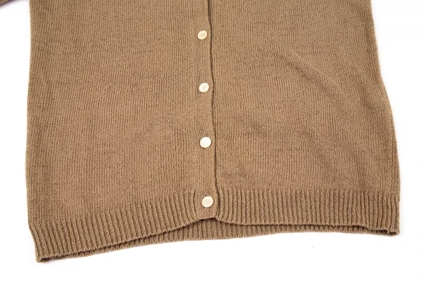 マドモアゼルノンノンMademoiselle NON NONコットンリネンワンポイントロゴ刺繍カーディガン モカM K-97638_008