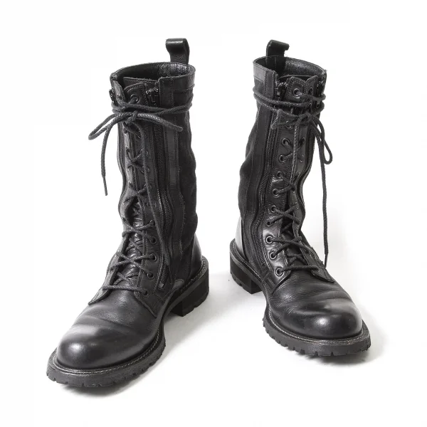 ワイズY's キャンバス切替ジップアップコンバットブーツ 黒3(23.5位) K-97669_001