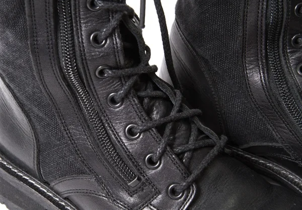 ワイズY's キャンバス切替ジップアップコンバットブーツ 黒3(23.5位) K-97669_006