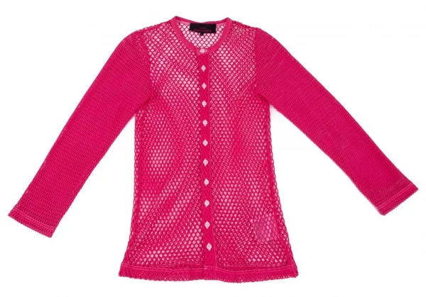 トリコ コムデギャルソン トリコスペシャルtricot COMME des GARCONS tricot pecial 製品染めコットンネットカーディガン ピンクS K-97696_002