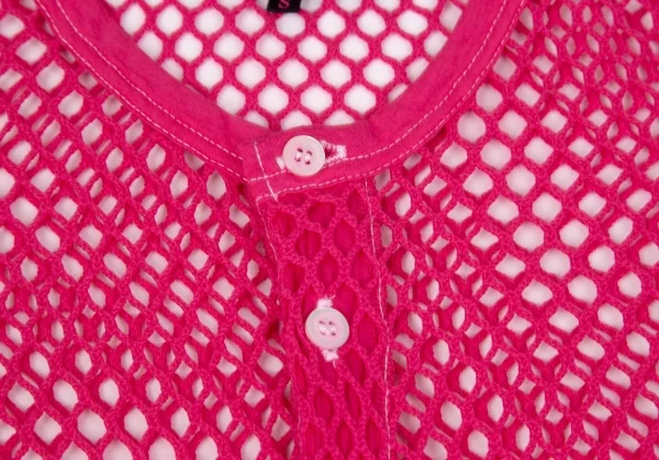トリコ コムデギャルソン トリコスペシャルtricot COMME des GARCONS tricot pecial 製品染めコットンネットカーディガン ピンクS K-97696_004