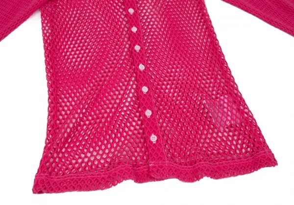 トリコ コムデギャルソン トリコスペシャルtricot COMME des GARCONS tricot pecial 製品染めコットンネットカーディガン ピンクS K-97696_007