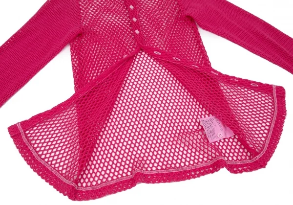 トリコ コムデギャルソン トリコスペシャルtricot COMME des GARCONS tricot pecial 製品染めコットンネットカーディガン ピンクS K-97696_008