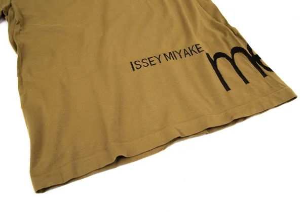イッセイミヤケミーISSEY MIYAKE me コットンポリ混ロゴ刺繍リンガーTシャツ モカF K-97732_005