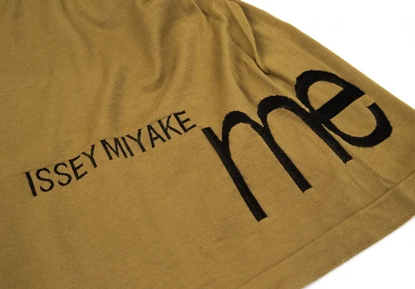 イッセイミヤケミーISSEY MIYAKE me コットンポリ混ロゴ刺繍リンガーTシャツ モカF K-97732_006