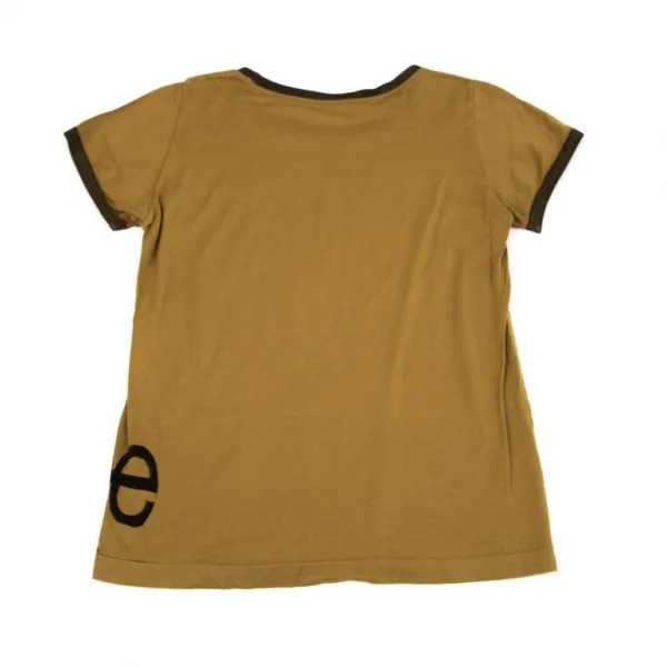 イッセイミヤケミーISSEY MIYAKE me コットンポリ混ロゴ刺繍リンガーTシャツ モカF K-97732_008