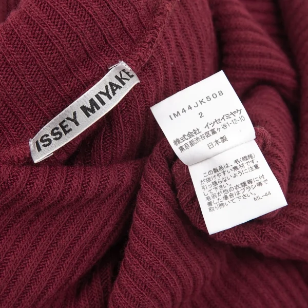 イッセイミヤケISSEY MIYAKE アクリルフリンジデザインハイネックネックニット ボルドー2 K-97734_011