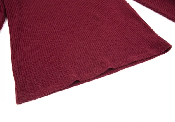 イッセイミヤケISSEY MIYAKE アクリルフリンジデザインハイネックネックニット ボルドー2 K-97734_007