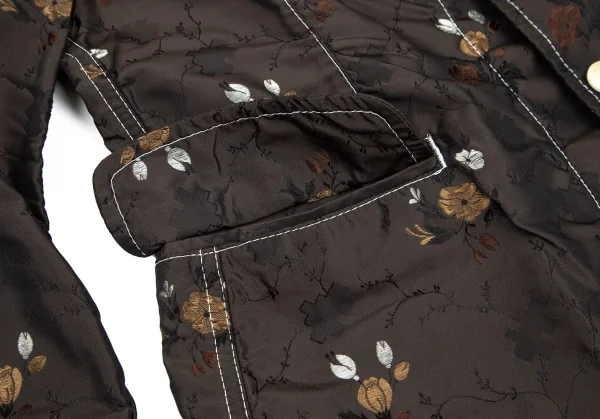 新品!トリココムデギャルソンtricot COMME des GARCONS フラワージャガードホワイトステッチジャケット こげ茶S K-97753_010
