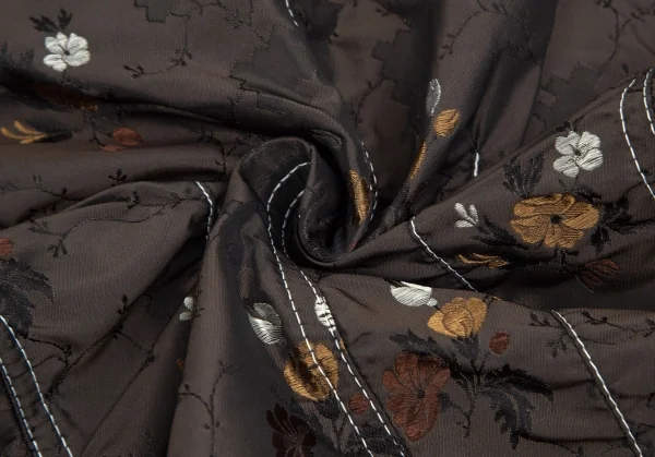 新品!トリココムデギャルソンtricot COMME des GARCONS フラワージャガードホワイトステッチジャケット こげ茶S K-97753_013