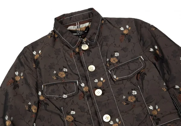 新品!トリココムデギャルソンtricot COMME des GARCONS フラワージャガードホワイトステッチジャケット こげ茶S K-97753_003