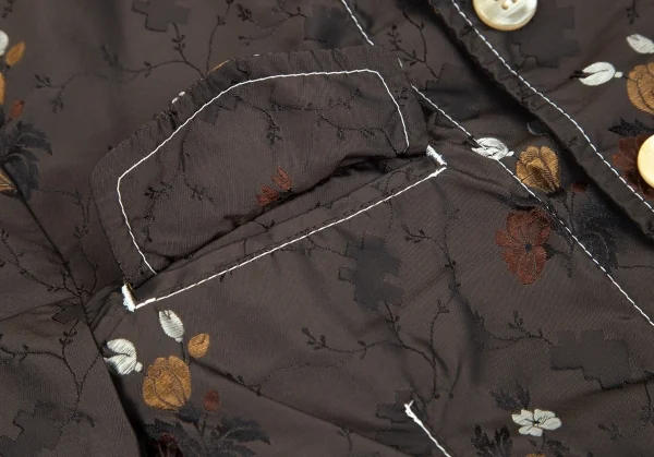 新品!トリココムデギャルソンtricot COMME des GARCONS フラワージャガードホワイトステッチジャケット こげ茶S K-97753_006