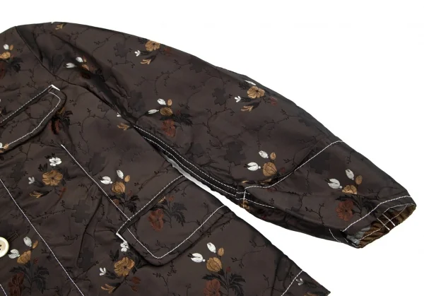 新品!トリココムデギャルソンtricot COMME des GARCONS フラワージャガードホワイトステッチジャケット こげ茶S K-97753_007