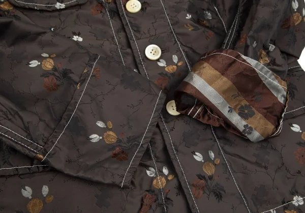 新品!トリココムデギャルソンtricot COMME des GARCONS フラワージャガードホワイトステッチジャケット こげ茶S K-97753_008