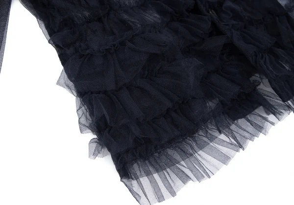 新品!コムデギャルソン ガールCOMME des GARCONS GIRL チュールフロントギャザーラウンドカラージャケット 紺XS K-97756_009