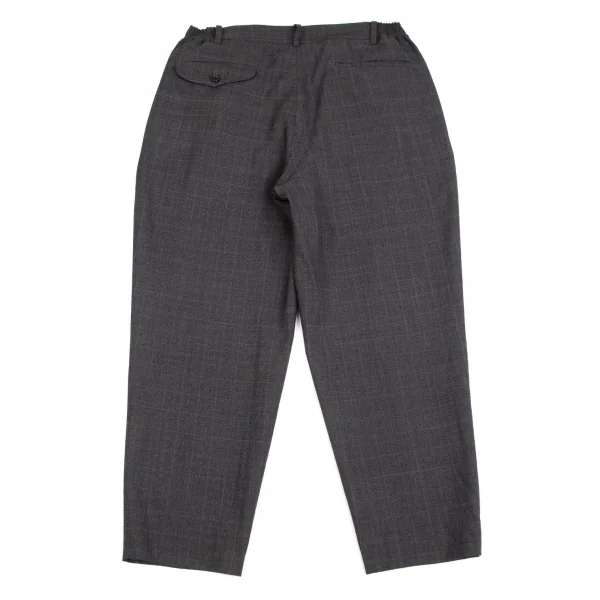 コムデギャルソン オムドゥCOMME des GARCONS HOMME DEUX ウールチェックウエストゴムパンツ グレーM K-97768_010