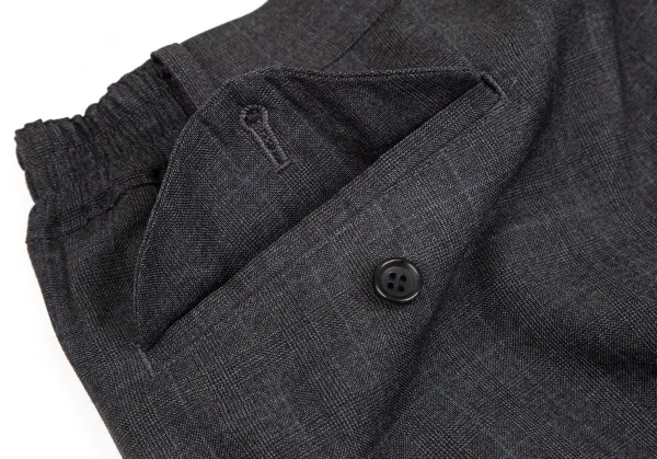 コムデギャルソン オムドゥCOMME des GARCONS HOMME DEUX ウールチェックウエストゴムパンツ グレーM K-97768_012