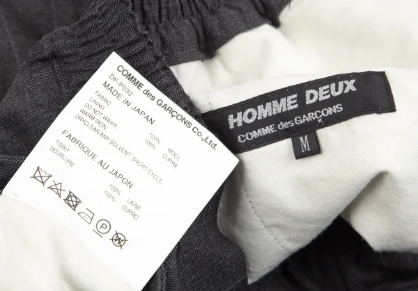 コムデギャルソン オムドゥCOMME des GARCONS HOMME DEUX ウールチェックウエストゴムパンツ グレーM K-97768_017