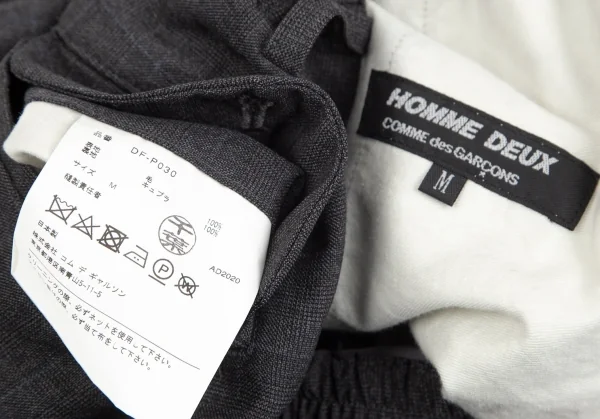 コムデギャルソン オムドゥCOMME des GARCONS HOMME DEUX ウールチェックウエストゴムパンツ グレーM K-97768_018
