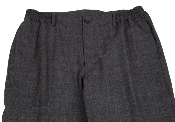 コムデギャルソン オムドゥCOMME des GARCONS HOMME DEUX ウールチェックウエストゴムパンツ グレーM K-97768_002