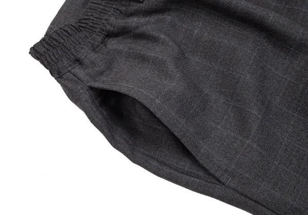 コムデギャルソン オムドゥCOMME des GARCONS HOMME DEUX ウールチェックウエストゴムパンツ グレーM K-97768_004