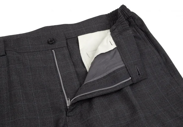 コムデギャルソン オムドゥCOMME des GARCONS HOMME DEUX ウールチェックウエストゴムパンツ グレーM K-97768_006